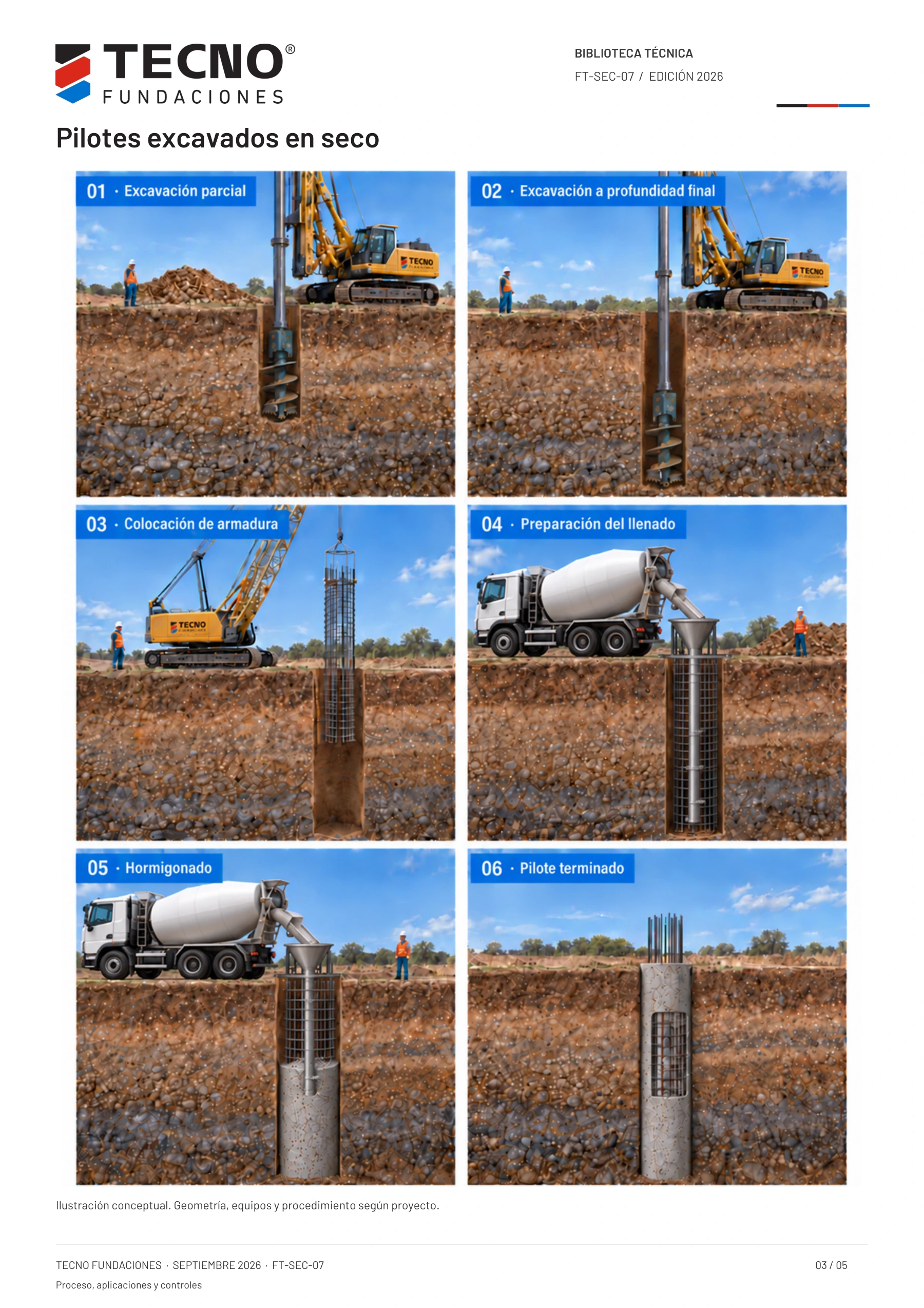Lámina aprobada: proceso constructivo de Pilotes excavados en seco